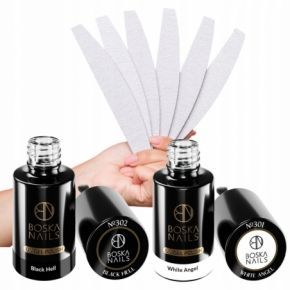 Zestaw do hybrydy Boska Nails Black and White 10 x pilnik GRATIS