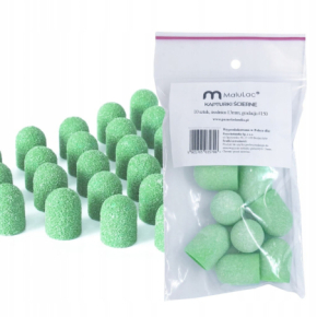 MaluLac kapturki do pedicure 13mm gradacja 150 - 10 sztuk zielone
