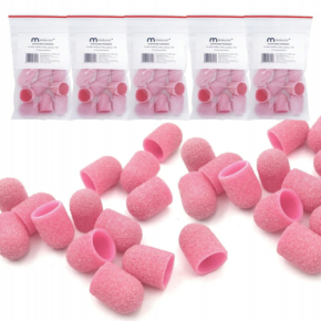 MaluLac kapturki do pedicure 13mm gradacja 180 - 50 sztuk różowe