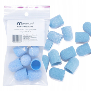 MaluLac kapturki do pedicure 13mm gradacja 80 - 10 sztuk niebieskie