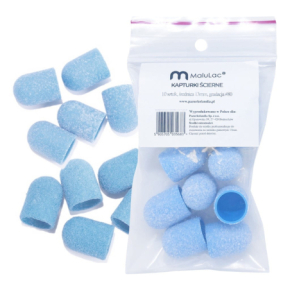 MaluLac kapturki do pedicure 13mm gradacja 80 - 10 sztuk niebieskie