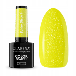 Claresa Funky Disco 1 żółty brokatowy lakier hybrydowy 5g