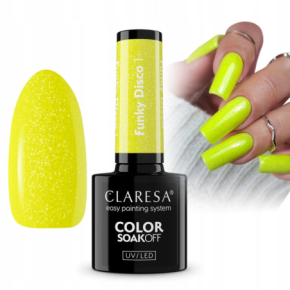 Claresa Funky Disco 1 żółty brokatowy lakier hybrydowy 5g
