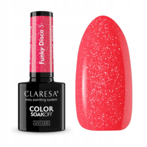 Claresa Funky Disco 3 czerwony brokatowy lakier hybrydowy 5g