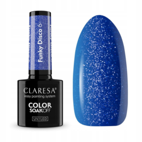 Claresa Funky Disco 6 niebieski brokatowy lakier hybrydowy 5g