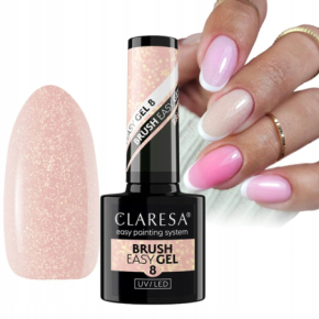 Claresa Brush Easy Gel 8 Żel do paznokci z pedzelkiem średni beż z drobinkami 5g