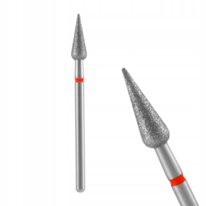 Staleks frez diamentowy gruszka zaostrzona / stożek do skórek i paznokci FA100R050/12 czerwony 5mm 12mm ścieralnośc delikatna