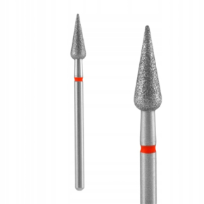 Staleks frez diamentowy gruszka zaostrzona / stożek do skórek i paznokci FA100R050/12 czerwony 5mm 12mm ścieralnośc delikatna