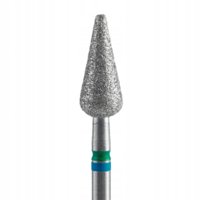 Staleks Frez diamentowy gruszka ostra / stozek do skórek i paznokci FA100BG050/12 niebiesko - zielony 5mm 12mm ścieralnośc ostra