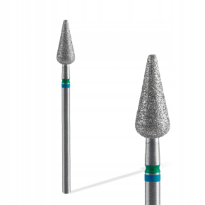 Staleks Frez diamentowy gruszka ostra / stozek do skórek i paznokci FA100BG050/12 niebiesko - zielony 5mm 12mm ścieralnośc ostra