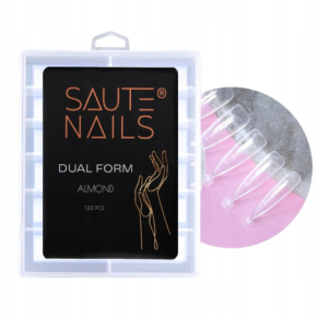 Saute Nails Dual Form Almond 120 sztuk migdał szablony formy do przedłużania paznokci transparentne do żelu akrylożelu
