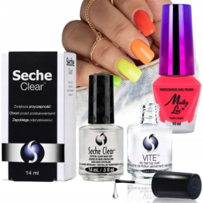 Lakier klasyczny Molly Lac 10ml + baza Seche 14ml+ top Seche 14ml