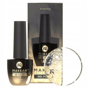 Makear Top No Wipe White Dots Półtransparentny top hybrydowy bez przemywania z białymi drobinkami 8ml