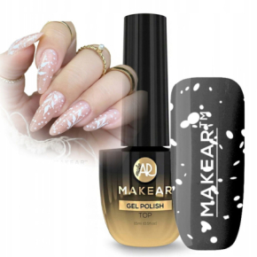 Makear Top No Wipe White Dots Półtransparentny top hybrydowy bez przemywania z białymi drobinkami 8ml