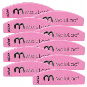 MaluLac Profesjonalna polerka do paznokci łódka półksiężyc gradacja 180/240 różowa 60 sztuk