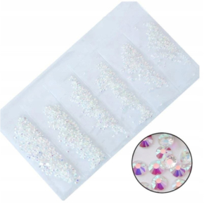 Cyrkonie szlifowane 1440 szt. w 6 rozmiarach crystal AB clear opal do zdobień na lakier hybrydowy