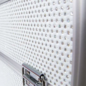 Kuferek kosmetyczny XL na lampę 36W bez kratki na przybory biały z cyrkoniami