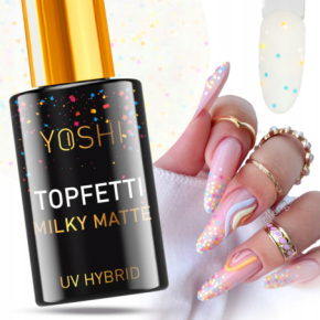 Yoshi Top Topfetti Milky Matte do lakierów hybrydowych z kolorowym konfetti 10ml