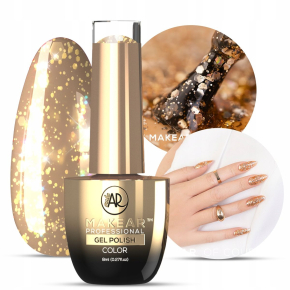 Makear Kolekcja Stars S63 Gold Star Brokatowy lakier hybrydowy HemaFree 8ml