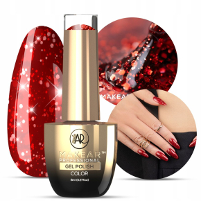 Makear Kolekcja Stars S62 Red Star Brokatowy lakier hybrydowy HemaFree 8ml