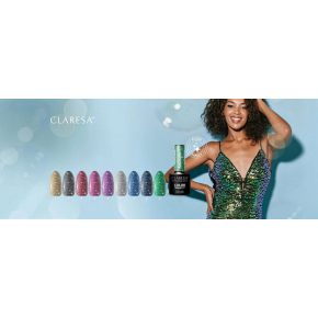 Claresa Starlight 7 niebieski brokatowy lakier hybrydowy do paznokci z efektem flash 5g