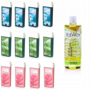 12x wosk ItalWax w rolce ItalWax rose aloe azulen olejek Depilacja nogi ręce plecy