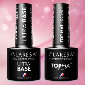 2x Claresa lakier hybrydowy TOP MAT NO WIPE 5g ULTRA BASE 5g