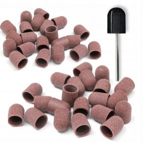 50x kapturek ścierny do pedicure 13mm 180 nośnik frez gumowy