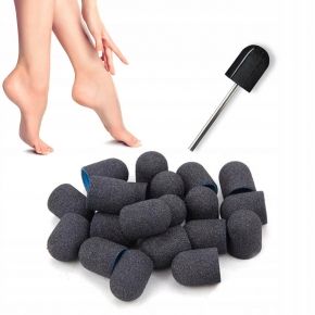10x Kapturek ścierny pedicure ABS PODO 13 mm 120 czarny nośnik